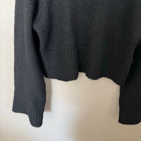 ZARA Soft Knit Sweater Black Funnel Neck Size medium Cropped flare sleeve - Picture 4 of 7